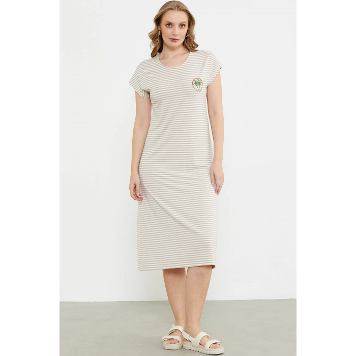 Sementa 77489 Nakış Detaylı Marine Penye Elbise