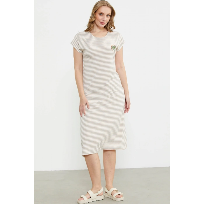 Sementa 77489 Nakış Detaylı Marine Penye Elbise