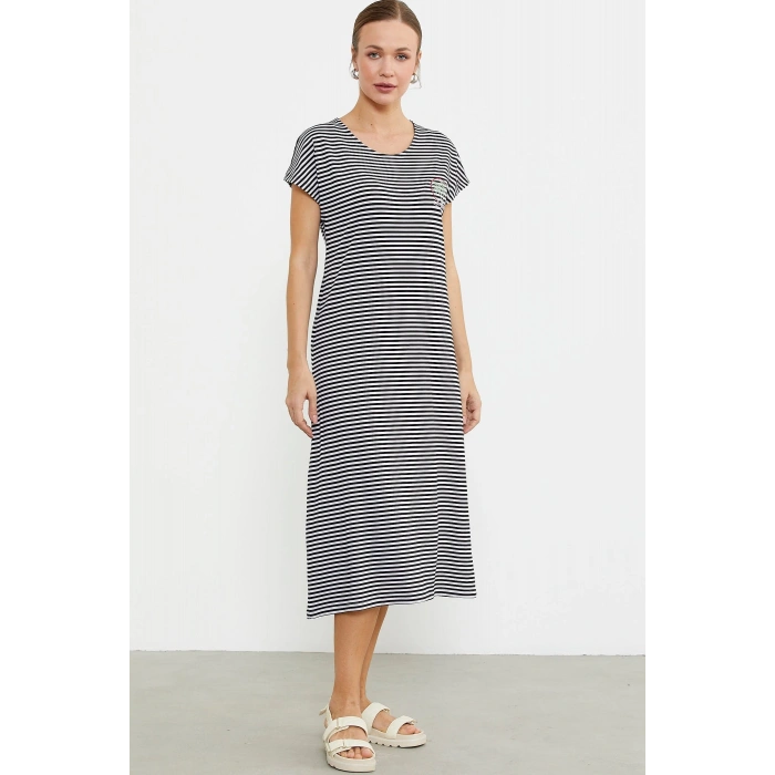 Sementa 77489 Nakış Detaylı Marine Penye Elbise