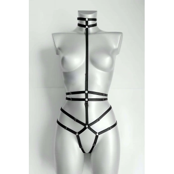 Ağ Kısmı Açık Seksi Jartiyer Harness - Brf370