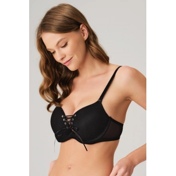 Balenli Destekli Dolgulu Askıları Çıkabilen Yaka Detaylı T-shirt Sütyeni