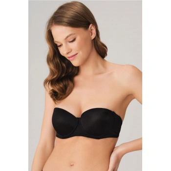 Balenli Destekli Dolgulu Askısız Straplez Günlük Klasik T-shirt Sütyeni