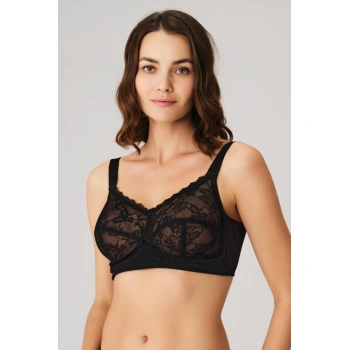 Balenli Desteksiz Dolgusuz Toparlayıcı Dantelli Küçültücü Siyah Sütyen