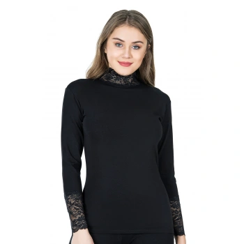 Balıkçı Yaka Dantelli Kadın Tişört 278