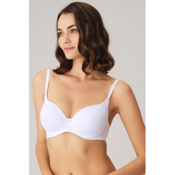 Beyaz Balenli Desteksiz Dolgusuz Askıları Çıkabilen Günlük Klasik T-shirt Sütyeni