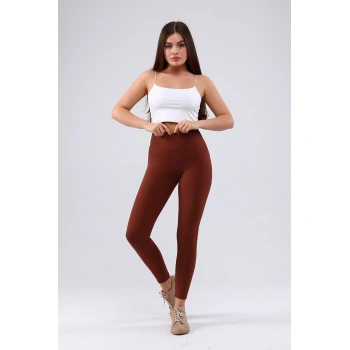 Bordo Yüksek Bel Fitilli Tayt 0608