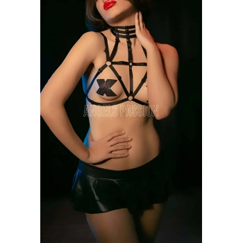 Boyunu Saran Seksi Lastik Harness - Bayan Fantazi Giyim Lastik - Brf118