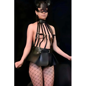 Büstiyer Ve Choker Görünümlü Şık Etek Harness - Brf998