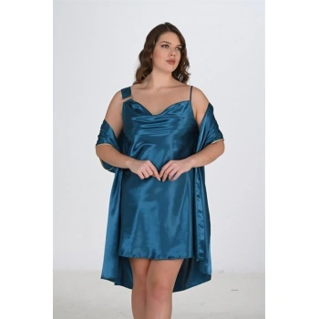 Büyük Beden 2li Petrol Sabahlık Takımı Bigsize 6206