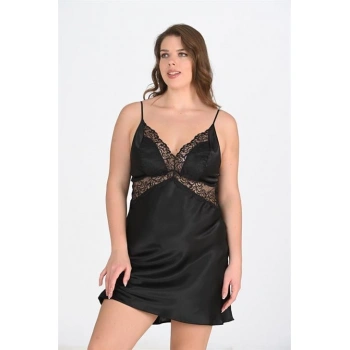 Büyük Beden 2li Siyah Sabahlık Takımı Bigsize