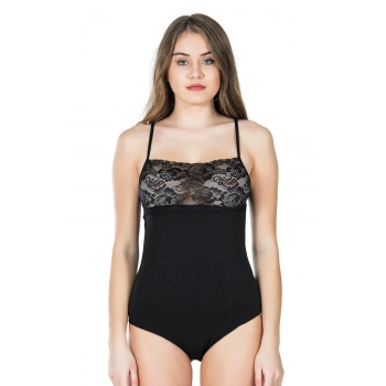 Dantel Yaka Askılı Çıtçıtlı Kadın Body 312