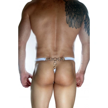Erkek  Arkası Metalli Beyaz Tanga