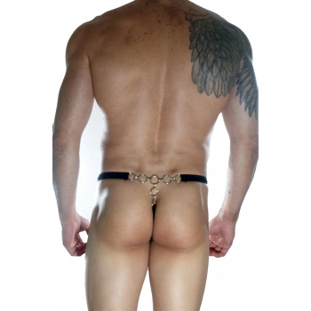 Erkek  Arkası Metalli Siyah String