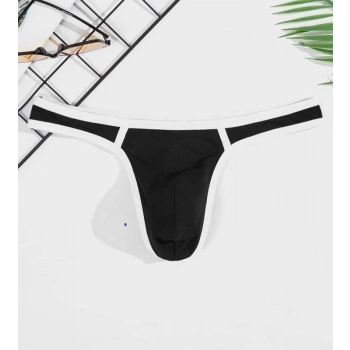 Erkek  Biyeli Siyah Tanga