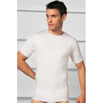 Erkek Pamuklu Kısa Kol Geniş Yaka Klasik Fa T-shirt