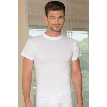 Erkek Pamuklu Kısa Kollu Sıfır Dar Yaka Klasik Fa T-shirt