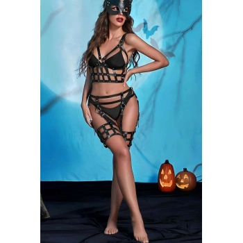 Fantazi Deri Göğüs Ve Jartiyer Harness Takım - Brf846