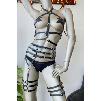 Fantazi Deri İç Giyim Jartiyer Harness - Brf524