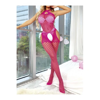 Fantezi Pembe Fileli Vücut Çorabı