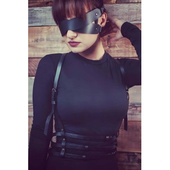 Göz Maskeli Seksi Deri Harness - Brf471
