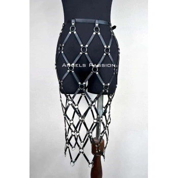 Harness Etek, Deri Örgü Harness Etek, Şık Tayt Üzeri Etek - Brf410