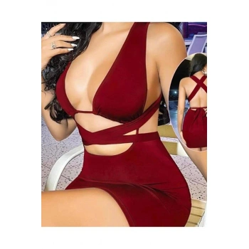 Kadın Kahverengi Elbise Fantezi 5080