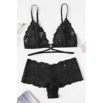 Kadın Siyah Özel Şık Sütyen Külot Takımı