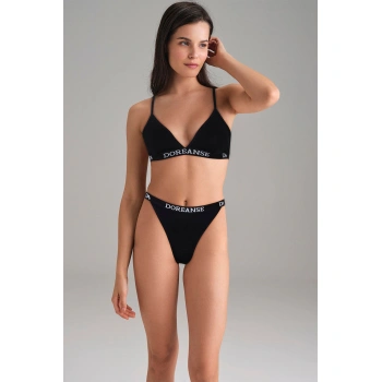 Kadın Siyah V Kesim Yüksek Bel Slip 7154