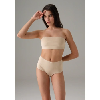 Kadın Ten Dikişsiz Yüksek Bel Marka Baskılı Slip 7003