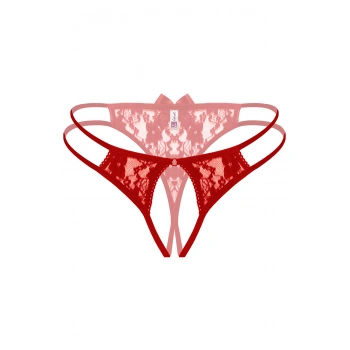 Kırmızı Dantelli Önü Açık Fantezi Külot