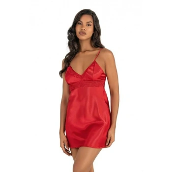 Kırmızı Kısa Saten Gecelik