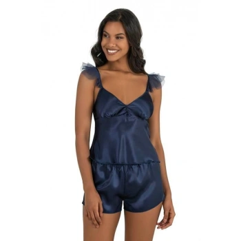 Lacivert Saten Şort Takımı 9212