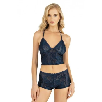 Lacivert Saten Şort Takımı 9222