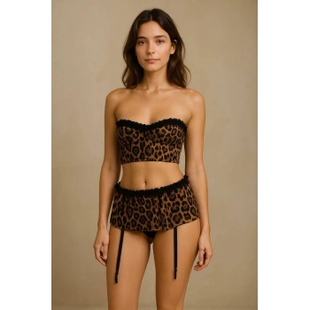 Leopar Desenli Mini Etek