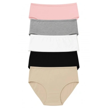 Pk40004 Büyük Beden Yüksek Bel Külot 5 Li Paket