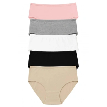 Pk40004 Büyük Beden Yüksek Bel Külot 5 Li Paket