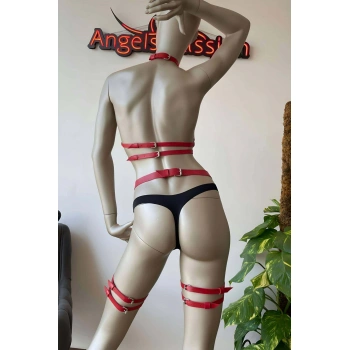 Seksi Kırmızı Deri Fantazi Giyim - Brf526