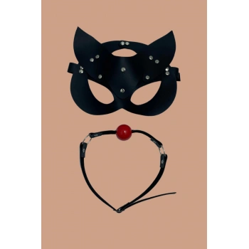 Siyah Deri Maske Ve Ağız Topu Herness Aksesuar
