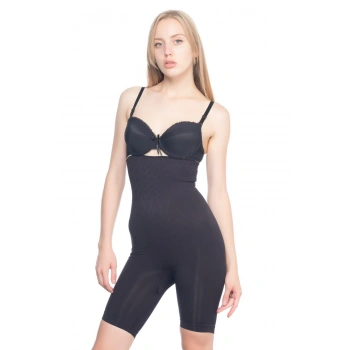 Siyah Mı Emay 2074 Yüksek Bel Desenli Double Uzun Paça Korse