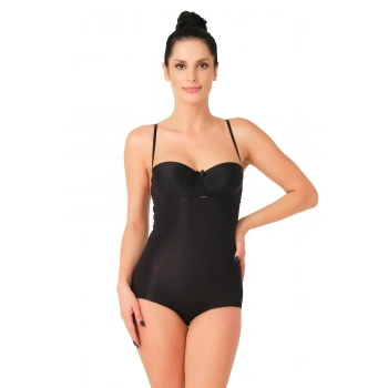 Siyah Mı Emay 2723 Lazer Kesim Göğsü Açık Slip Korse