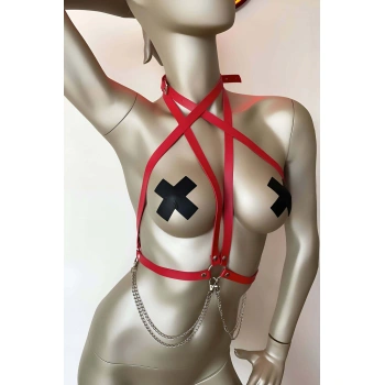 T-shirt Üzeri Deri Aksesuar, Gömlek Üzeri Şık Deri Harness - Brf52