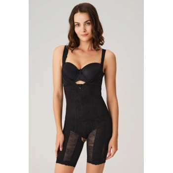 Toparlayıcı Vücut İnceltici Dikişli Fermuarlı Uzun Paca Altı Açık Sıkı Badi Korse