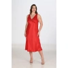 2li Kırmızı Sabahlık Takımı Bigsize 6226