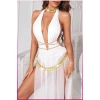 Beyaz Pul Aksesuarlı Tül Etekli Kadın Seksi Gecelik