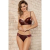 Deri Görünümlü Balenli Destekli Dolgulu Askıları Çıkabilen Ortası Fermuarlı Büstiyer Sütyen Ve Slip Takım