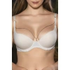 Günlük Kullanıma Uygun Ekru Zincir Aksesuarlı Yarım Push-up Sütyen,destekli, Düşük Dekolte Uyumlu