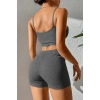 Kadın Antrasit Gri Şortlu Kaşkorse Gecelik Takım