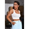 Kadın Beyaz Kalın Askılı Crop Top Büstiyer