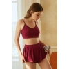 Kadın Bordo Şortlu Kaşkorse Gecelik Takım