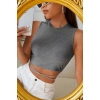 Kadın Gri Çapraz Bağlamalı Crop Top Büstiyer
